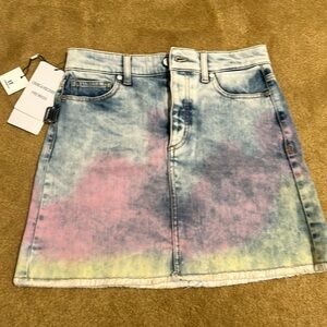 ZADIG & VOLTAIRE TIE DYE RAINBOW OMBRE HIGH RISE DENIM MINI SKIRT 34